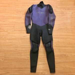 Retro O’Neill Full Length 5mm Wetsuit, Metal Zip, Black Purple, W Large